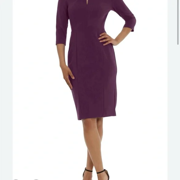 NWT Donna Morgan Long Sleeve Burgundy Twist Petite Dress 0P - Picture 2 of 5